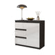 MIKEL - Cómoda de 3 cajones y 1 puerta - Armario de almacenamiento para dormitorio - Aparador - Antracita / Blanco Brillante