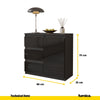 MIKEL - Cómoda de 3 cajones y 1 puerta - Armario de almacenamiento para dormitorio - Aparador - Antracita / Negro Brillante - A75cm A80cm P35cm