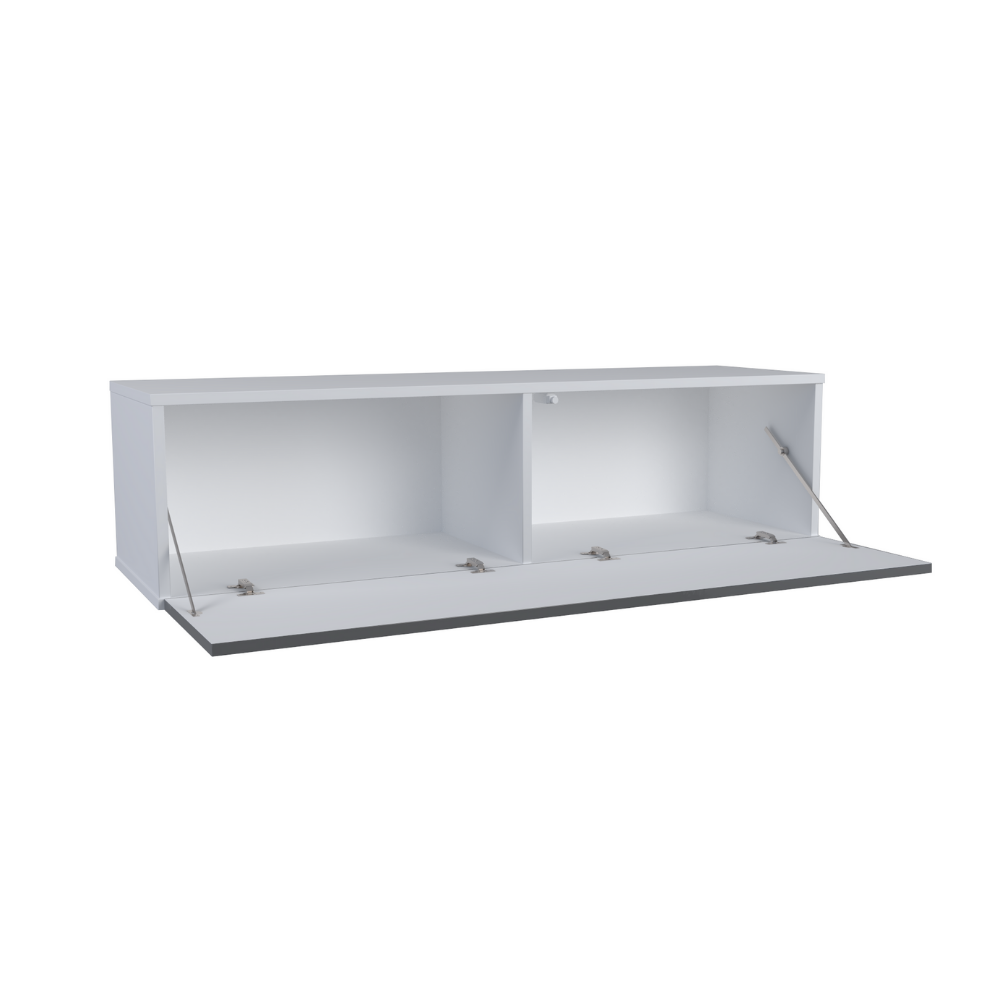 NICOLE - Mueble TV con puerta ancha A38cm A140cm P35cm - Blanco / Antracita Brillante