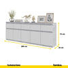 NOAH - Cómoda de 5 cajones y 5 puertas - Armario de almacenamiento para dormitorio - Aparador - Hormigón / Blanco Mate - A75cm A200cm P35cm