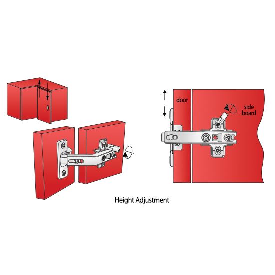Bisagra angular de 135º, placa de montaje H2 con tornillos EURO, puertas de esquina (4) – Furnica