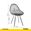DARIO - Silla de plástico perforado para comedor / oficina con patas de madera - Blanco