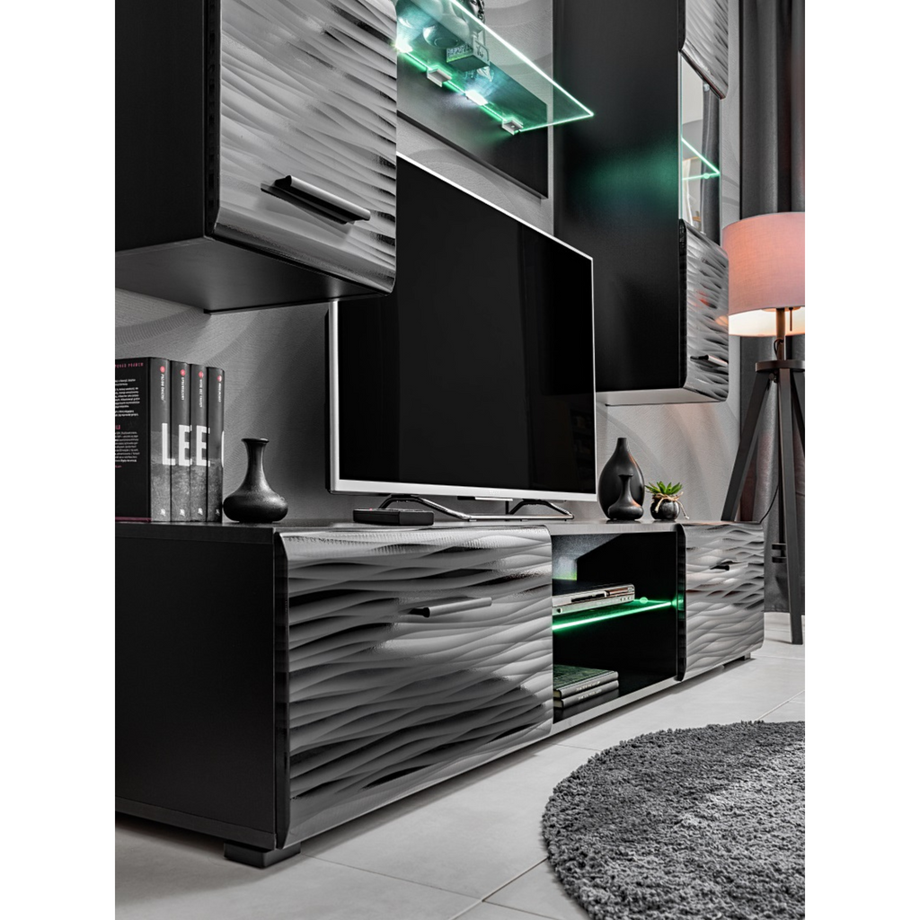 Unidad de pared BLADE MINI - Conjunto de muebles de salón - Negro Mate / Sahara 3D