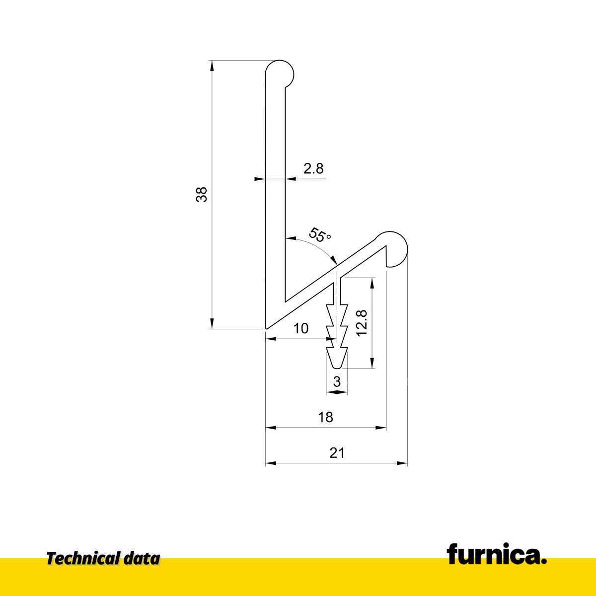 Perfil empotrado III T18 / 350cm - Aluminio Anodizado (2) – Furnica