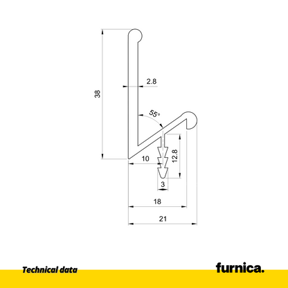 Perfil empotrado III T18 / 350cm - Aluminio Anodizado (2) – Furnica