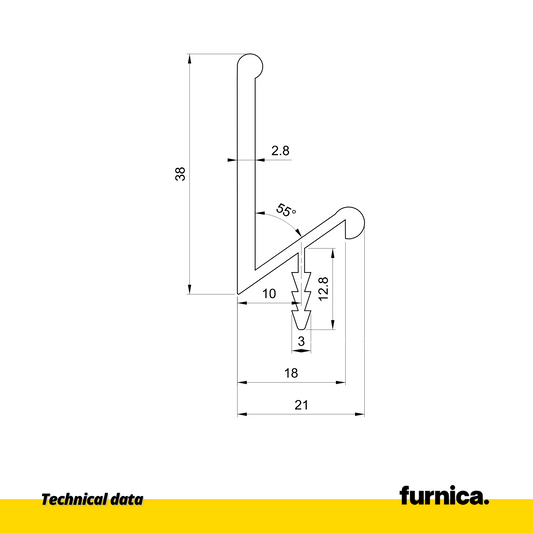 Perfil empotrado III T18 / 350cm - Aluminio Anodizado (2) – Furnica