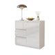 MIKEL - Cómoda de 3 cajones y 1 puerta - Armario de almacenamiento para dormitorio - Blanco Mate / Blanco Brillante - A75cm
