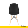 ANGELO - Silla de comedor / oficina de cuero ecológico de calidad con botones y patas de madera - Negro