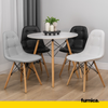 ANGELO - Silla de comedor / oficina de cuero ecológico de calidad con botones y patas de madera - Negro
