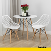 DARIO - Silla de plástico perforado para comedor / oficina con patas de madera - Blanco