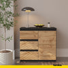 MIKEL - Cómoda de 3 cajones y 1 puerta - Armario de almacenamiento para dormitorio - Aparador - Antracita / Roble Wotan - A75cm A80cm P35cm