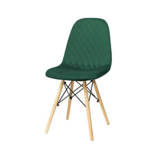 GIUSSEPPE - Silla de comedor / oficina de terciopelo acolchado con patas de madera - Verde