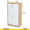 JULIA - Zapatero con 1 cajón y almacenamiento de 2 niveles - Roble Sonoma / Blanco mate H92cm W50cm D28cm