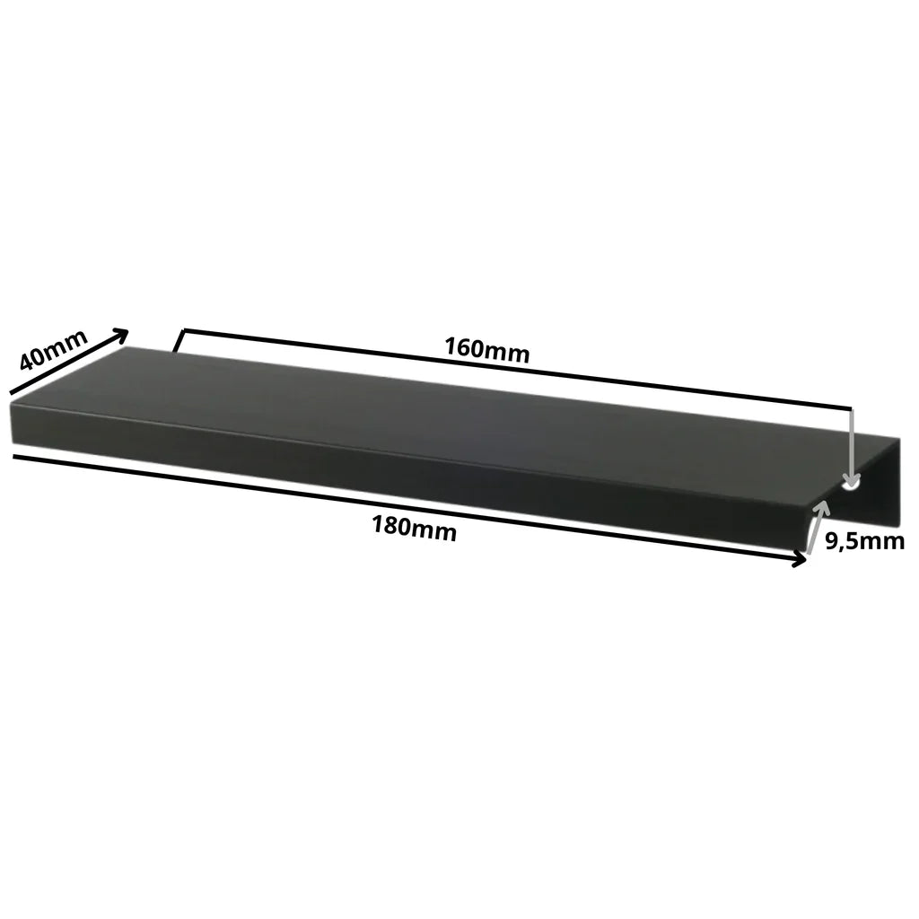 Mango de perfil redondo Edge Grip FE06 de 160 mm (longitud total de 180 mm) - Negro mate
