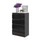 GABRIEL - Cómoda de 4 cajones - Armario de almacenamiento para el dormitorio - Aparador - Antracita / Negro Brillante A92cm