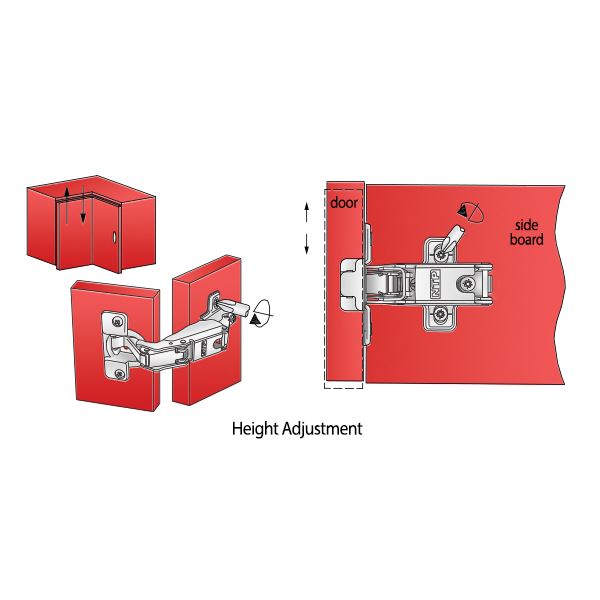 Bisagra de 165º, placa de montaje H2 con tornillos EURO, puertas con solapamiento (6) – Furnica