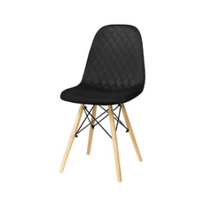 GIUSSEPPE - Silla de comedor / oficina de terciopelo acolchado con patas de madera - Negro