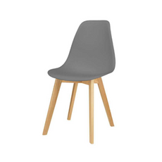 MARCELLO - Silla de plástico para comedor/oficina con patas de madera - Gris