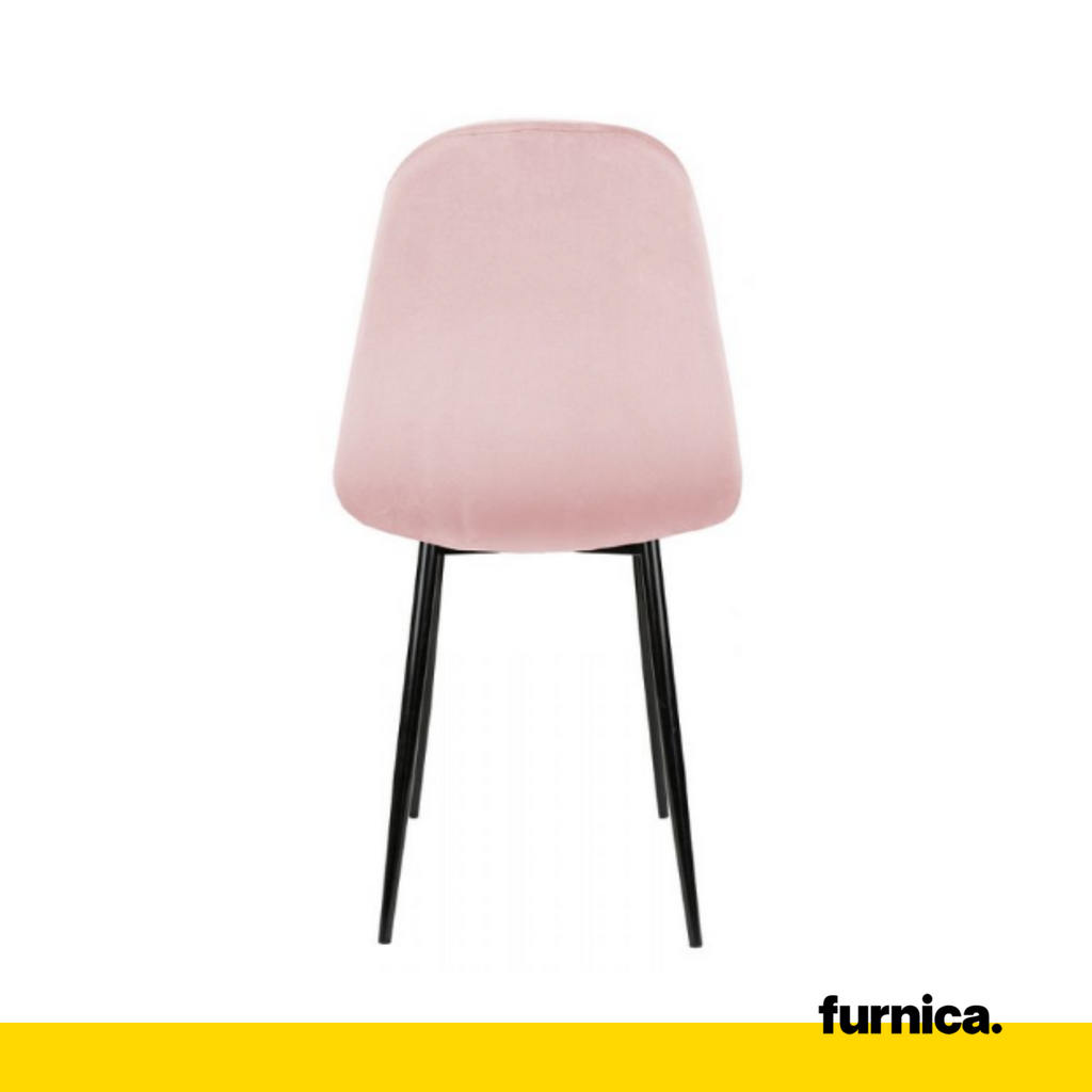 ROBERTO - Silla de comedor / oficina de terciopelo acolchado con patas de metal negro - Rosa