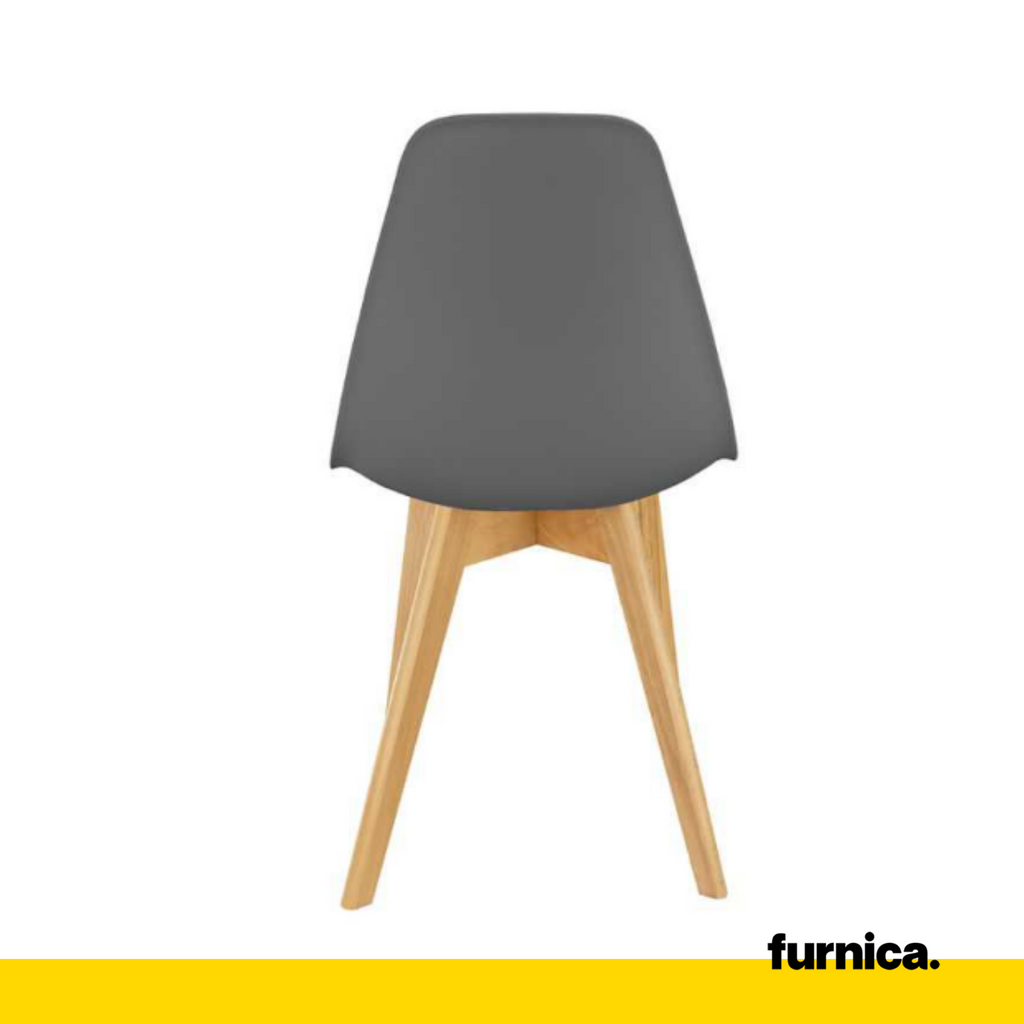 MARCELLO - Silla de plástico para comedor/oficina con patas de madera - Gris