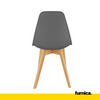 MARCELLO - Silla de plástico para comedor/oficina con patas de madera - Gris