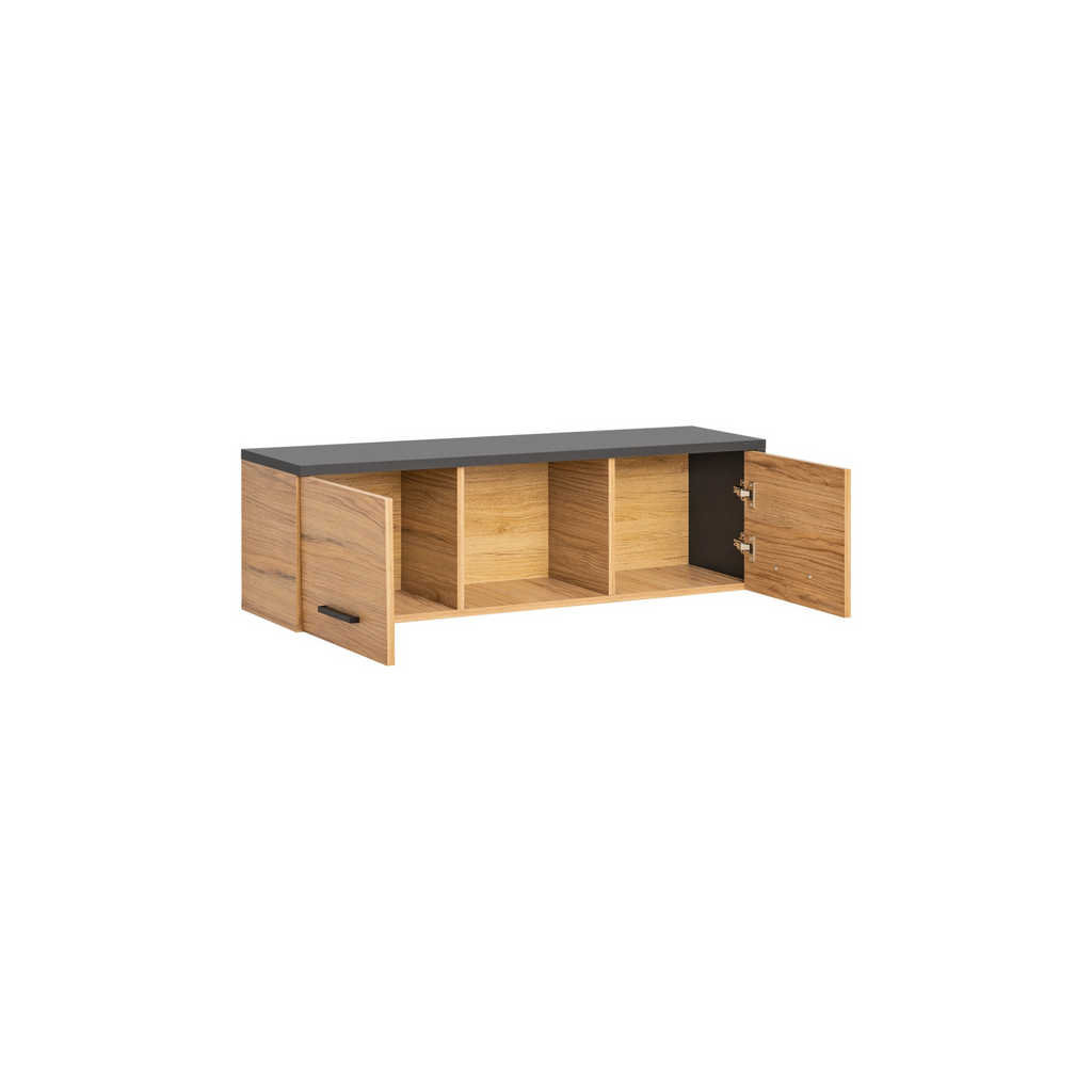 Unidad de pared TORONTO - Conjunto de muebles de salón - Negro Mate / Roble Warmia