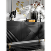 PIRÁMIDE - Aparador con frentes/puertas de MDF fresado en 3D - Negro mate