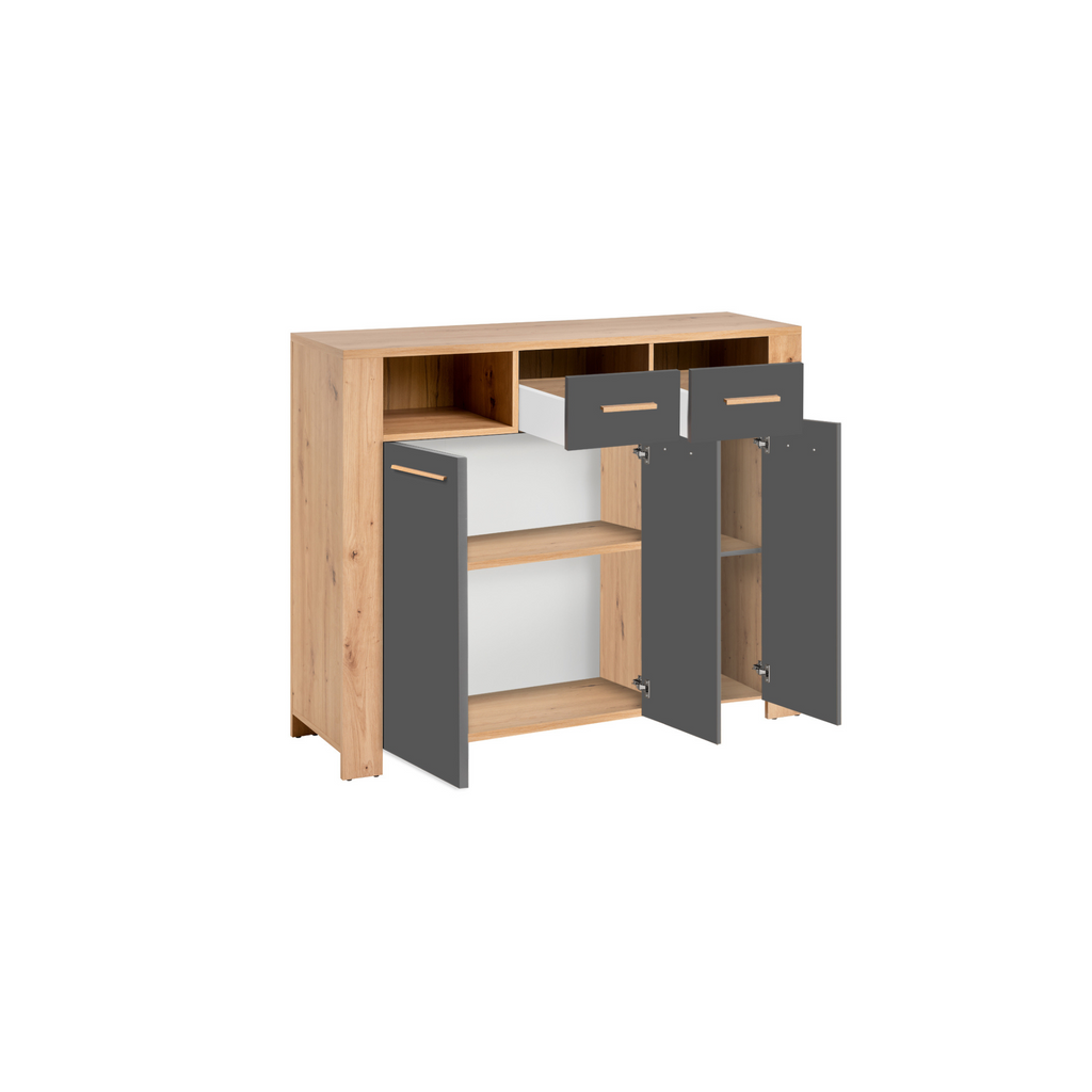 VEGA - Conjunto de muebles de salón - Roble Wotan / Antracita