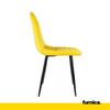 ROBERTO - Silla de comedor / oficina de terciopelo acolchado con patas de metal negro - Amarillo