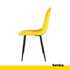 ROBERTO - Silla de comedor / oficina de terciopelo acolchado con patas de metal negro - Amarillo