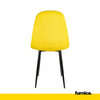 ROBERTO - Silla de comedor / oficina de terciopelo acolchado con patas de metal negro - Amarillo