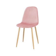 FLAVIO - Silla duradera de terciopelo de terciopelo para comedor / oficina con patas de madera - Rosa