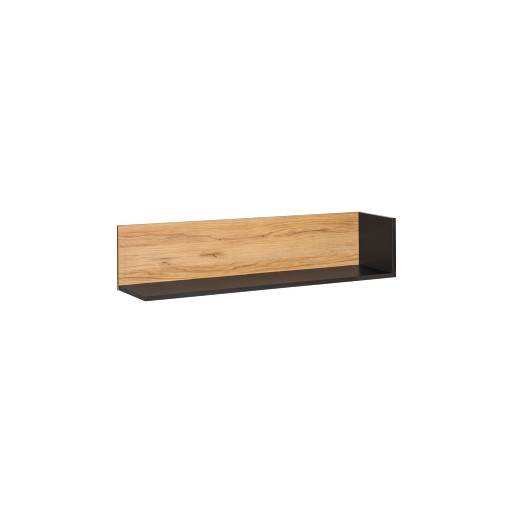 Unidad de pared TORONTO - Conjunto de muebles de salón - Negro Mate / Roble Warmia