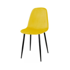 FLAVIO - Silla de comedor / oficina de terciopelo de terciopelo duradero con patas de metal negro - Amarillo