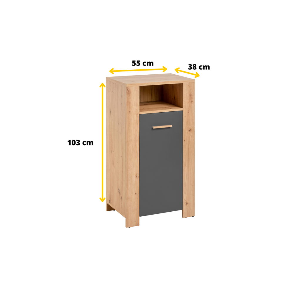 VEGA - Conjunto de muebles de salón - Roble Wotan / Antracita