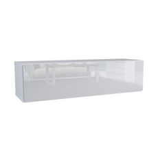 NICOLE - Mueble TV con puerta ancha A38cm A140cm P35cm - Blanco / Blanco Brillante