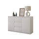 MIKEL - Cómoda de 3 cajones y 2 puertas - Armario de almacenamiento para dormitorio - Aparador - Blanco Mate - A75cm A120cm