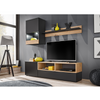 Unidad de pared MINI - Conjunto de muebles de salón - Negro Mate / Roble Artesanal