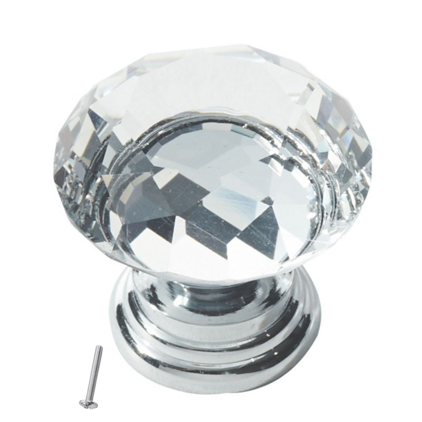 Forma de diamante - Pomo de armario con efecto de vidrio de cristal - Ø30mm - Cromo – Furnica