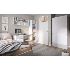 ALBI III - Conjunto de muebles de dormitorio juvenil - Blanco Mate / Gris Frío Brillante