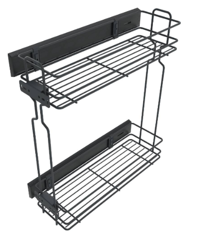 Cestas laterales de alambre con cierre suave para mueble de 30 cm - 2 bandejas - antracita