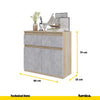 NOAH - Cómoda de 2 cajones y 2 puertas - Armario de almacenamiento para dormitorio - Aparador - Roble Sonoma / Hormigón - A75cm A80cm P35cm