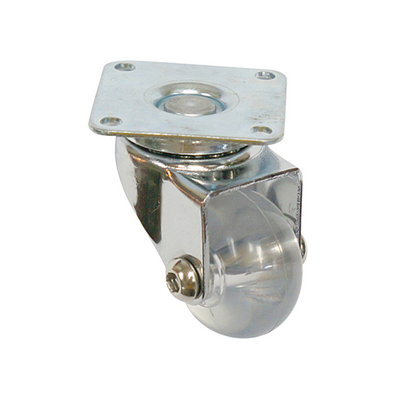 Rueda de mueble con placa de montaje - transparente - cromada - Ø3.5cm – Furnica