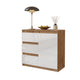 MIKEL - Cómoda de 3 cajones y 1 puerta - Gabinete de almacenamiento para dormitorio - Aparador - Roble Wotan / Blanco
