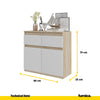 NOAH - Cómoda de 2 cajones y 2 puertas - Armario de almacenamiento para dormitorio - Aparador - Roble Sonoma / Blanco Mate - A75cm A80cm P35cm