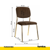 ADAMO - Silla de comedor / oficina de terciopelo acolchado con patas doradas cromadas - Marrón