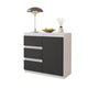 MIKEL - Cómoda de 3 cajones y 1 puerta - Armario de almacenamiento para dormitorio - Blanco Mate / Antracita A75cm A80cm