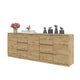 MIKEL - Cómoda de 6 cajones y 3 puertas - Armario de almacenamiento para el dormitorio - Aparador - Roble Wotan - A75cm