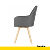 ALBERTO - Silla de comedor / oficina de tela duradera con patas de madera - Gris Oscuro