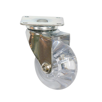 Rueda de mueble con placa de montaje - transparente - cromada - Ø5.0cm – Furnica